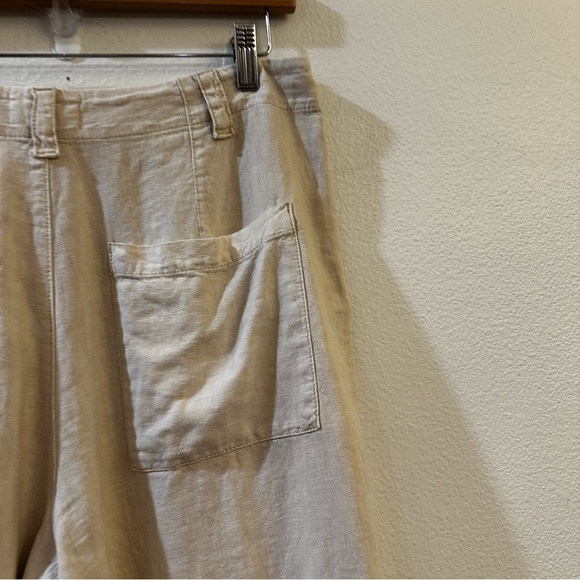 Anthropologie Pilcro Cargo Culottes Linen Blend Cropped Pants Cream Size 6 - Picture 9 of 12
